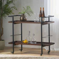Emily Metal Bar Cart (Walnut)