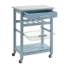 Wide Rolling Kitchen Cart (Blue)
