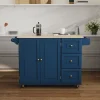 Solid Wood Kitchen Cart (Blue)
