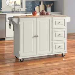 Solid Wood Kitchen Cart (White)