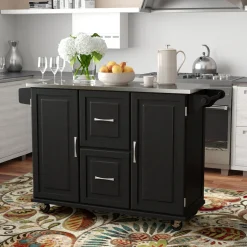 Metal Kitchen Island (Black)